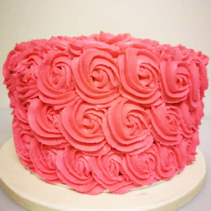 pink frosted cake